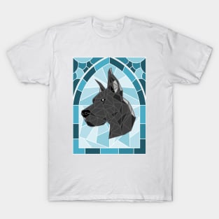 Stained Glass Blue Great Dane T-Shirt